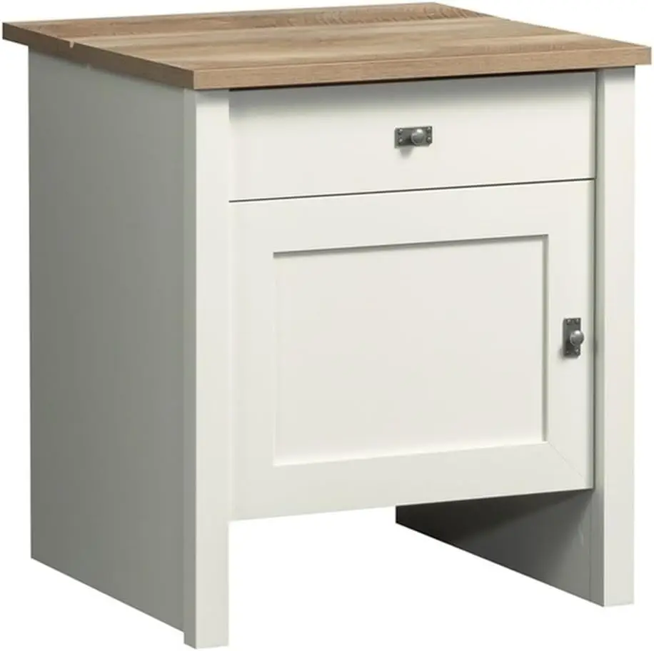 Robot Vacuum Storage Side Table End Cabinet for Living Room Bedroom in Soft White