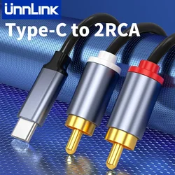 Unnlink USB C do 2 RCA Kabel audio typu C do 2RCA Rozdzielacz do laptopa, tabletu, telefonu do kina domowego Wzmacniacz DVD Stereo samochodowe