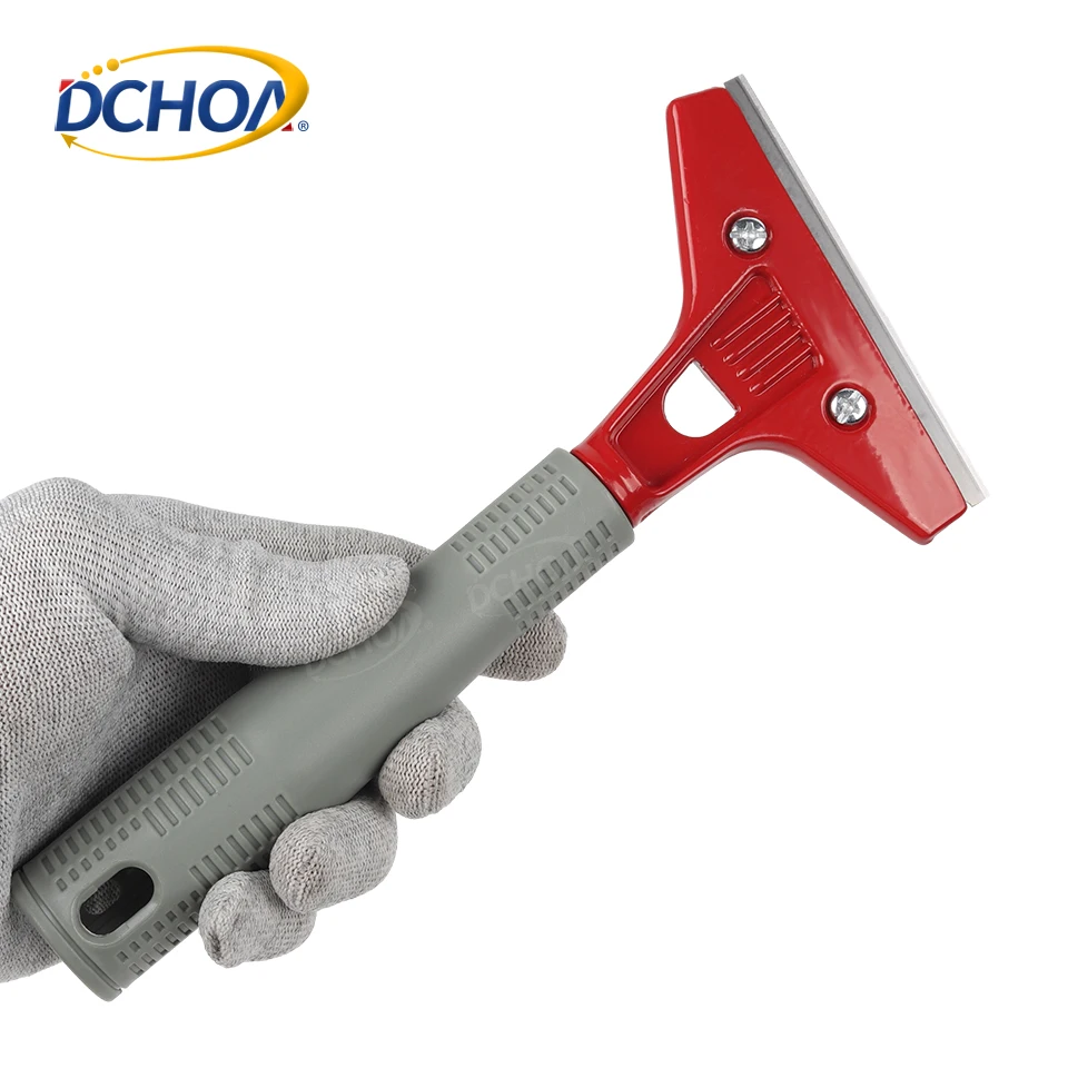 DCHOA Carbon Steel Edge Scraper with Grip Handle Vinyl Wrap Film Glue Sticker Adhesive Remover Tool for Car Detailing Cleaning