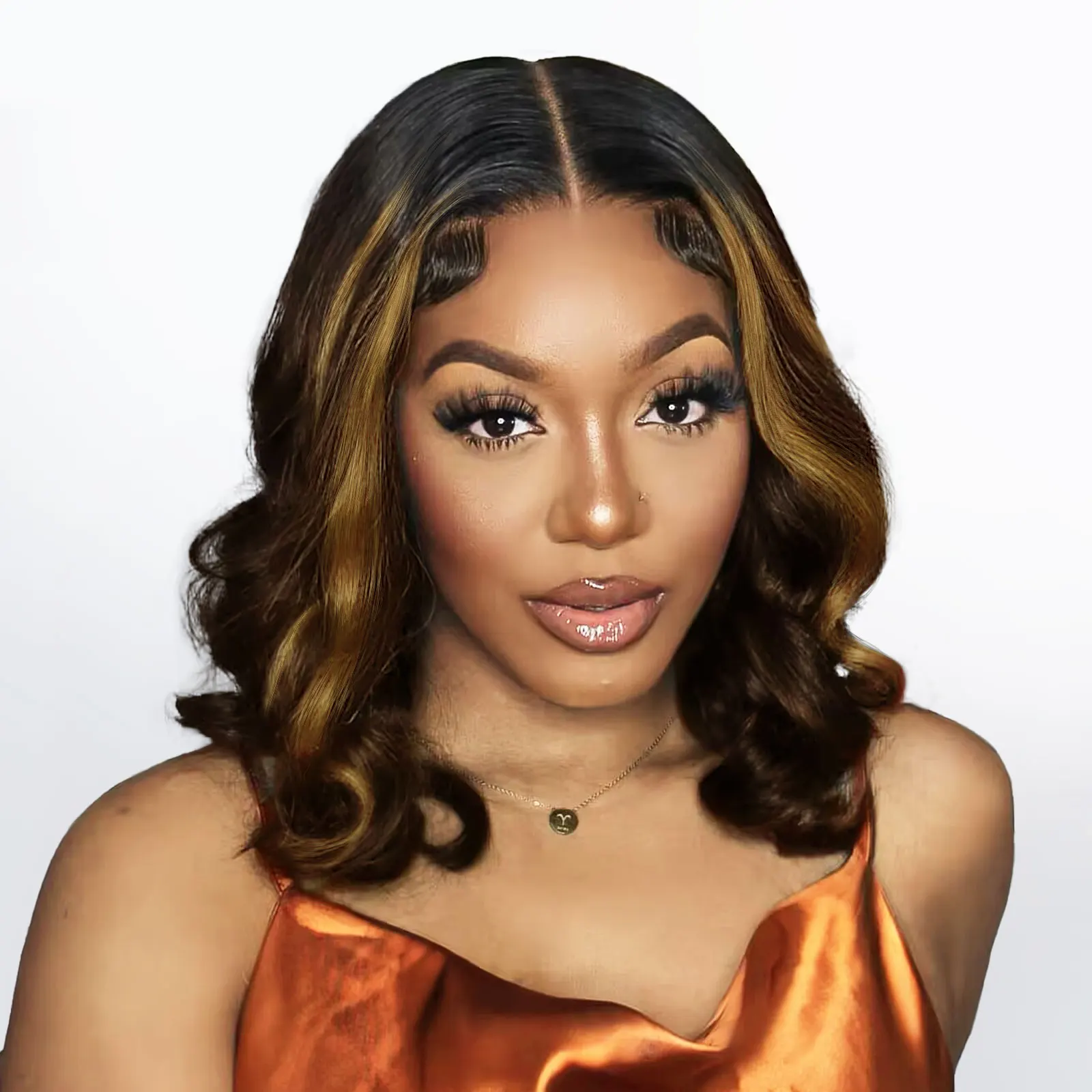 الجسم موجة 1B/30 لون قصير بوب شعر مستعار أومبير شقراء 13x4 الدانتيل الباروكة الأمامية تسليط الضوء على براون مزيج شقراء 100% الشعر البشري قبل قطعها بوب