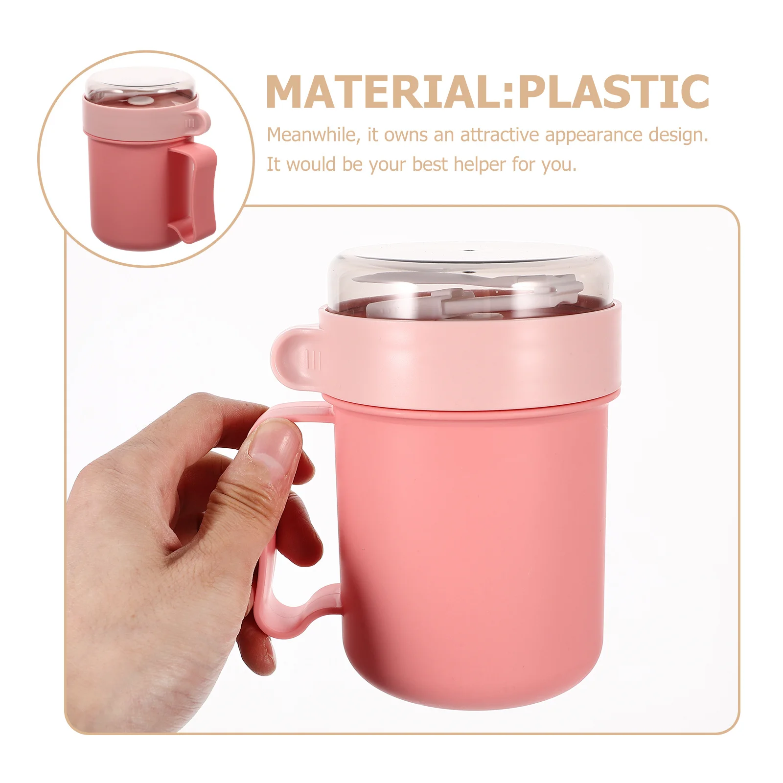 

1 Set Of Breakfast Cup Portable Cereal Storage Container Microwave Safe Leakproof Oatmeal Cup For Office Outdoor Travel Food