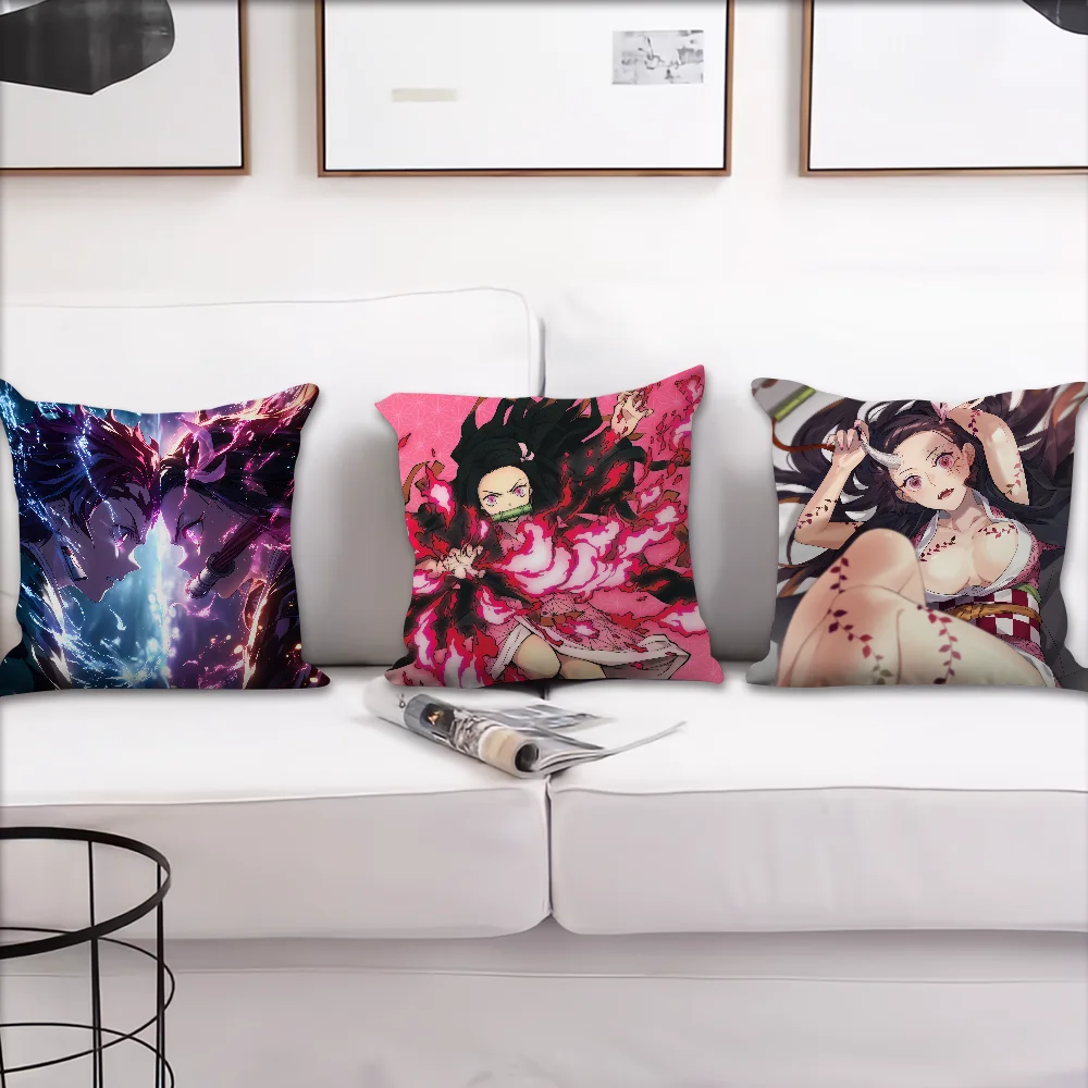 cover Pillow Case Nezuko Slayer Cushion Room Anime Bedroom Headboard Sofa Kamado Living Demon Backrest Car Square