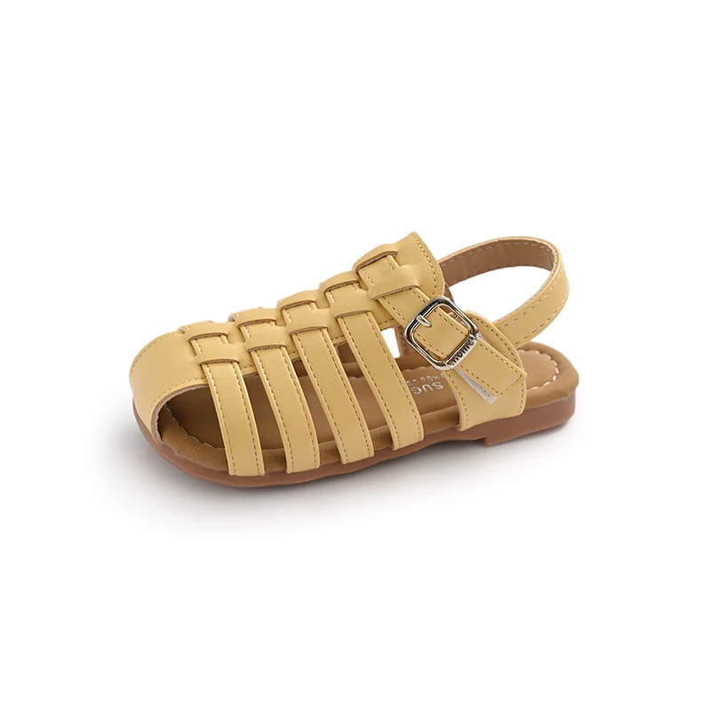 ฤดูร้อนใหม่เด็กรองเท้าแตะหนัง Cut-outs เด็กโรมันรองเท้า Soft Sole Non-SLIP Toe GUARD แฟชั่นเด็กวัยหัดเดินรองเท้าแตะชายหาด