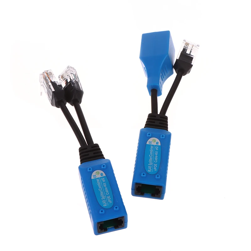 1 para RJ45 Splitter Combiner POE kabel, dwa kamera POE korzystać z jednego kabel sieciowy Adapter POE złączki kablowe pasywnego kabla zasilającego