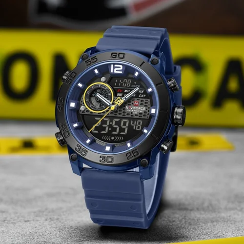 Imagen 2 del producto Naviforce 6104 Reloj deportivo de cuarzo con pantalla LED para hombre, cronometraje multifuncional, resistente al agua hasta 5ATM, cLOCK