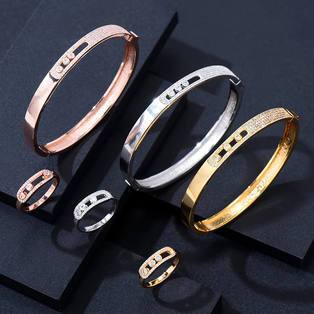 Missvikki BOHO New Trendy Bangles Ring Sets Mix Match For Women Full Micro Cubic Zircon Wedding Saudi Arabic Fashion High Qualit