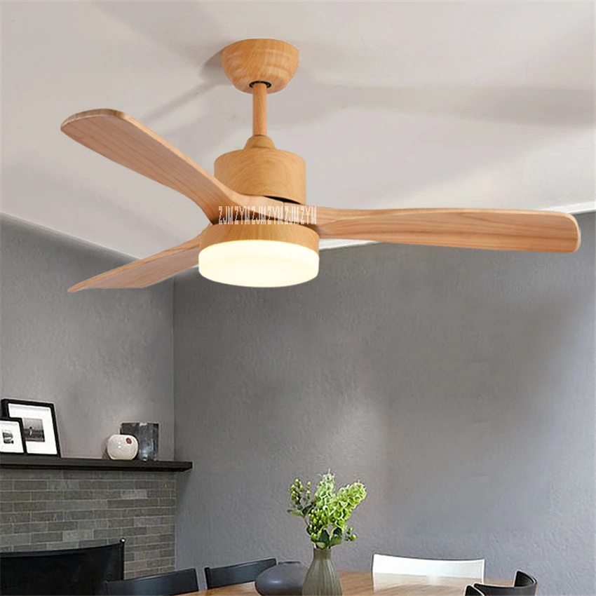 48 inch Nordic Wood Ceiling Fan Lights With Remote Control 220Volt Bedroom Ceiling Light Fan Lamp LED Bulbs 42SW-1012 Wood color