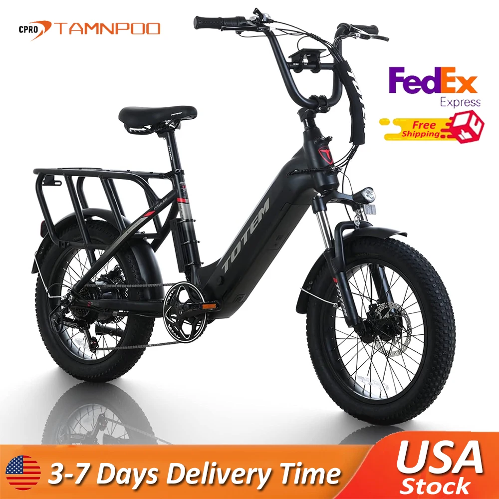 

US Stock Electric Bike 750W Powerful Motor Ebike 48V 15Ah Battery 20" Fat Tire 7 Speed Suspension Fork Electric Bicycle Adults