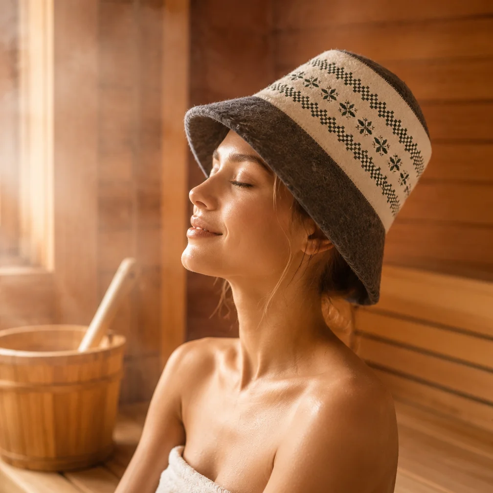 หมวกซาวน่าผ้าขนสัตว์หนา 3 มม. - Spa Wellness Design บทวิจารณ์และราคา