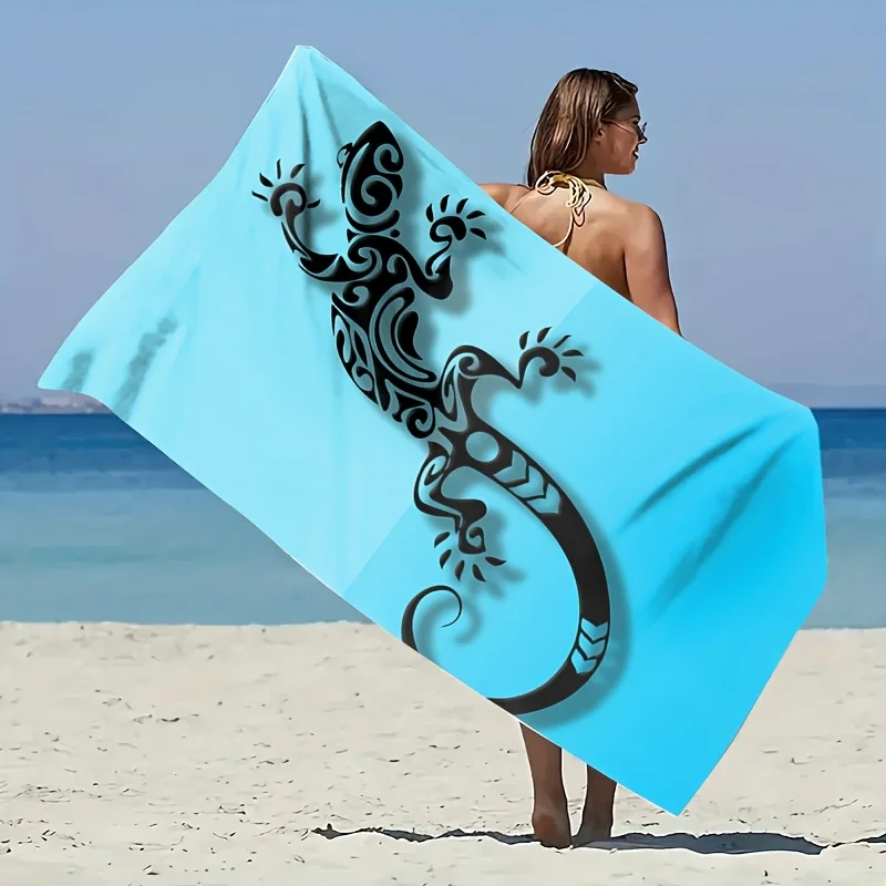 1pc Bluesy Fashion!  Totem Lizard Pattern Beach Towel, Quick-Drying and Absorbent, Enjoy the Beach, Suitable for Beach