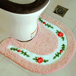 50Cm Oval Toilet Pad Home Square Bathroom Floor Mat Coral Velvet Carpet Bathroom Rug Toilet Non-slip Bath Mats Absorbent Pads