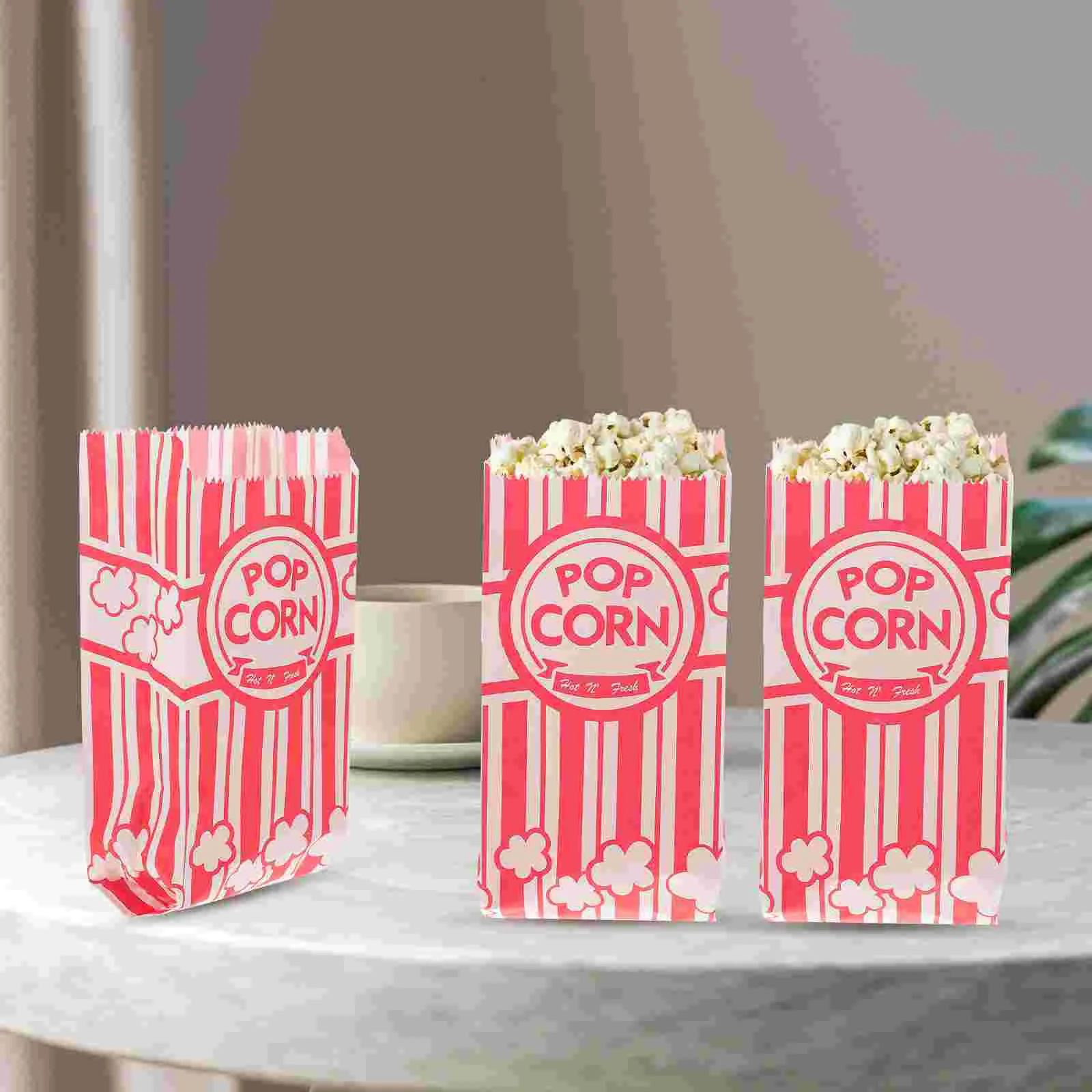 50 Pcs Pop Corn Machine Popcorn Paper Bag Small Bags Glass Individual Servings of