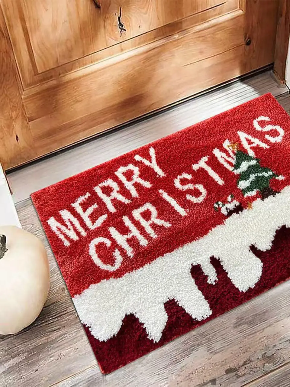 

Зимний красный декоративный коврик Cisas, противоскользящий, для дивана, кровати, ванной, влаговпитывающий, грязеотталкивающий, для ног