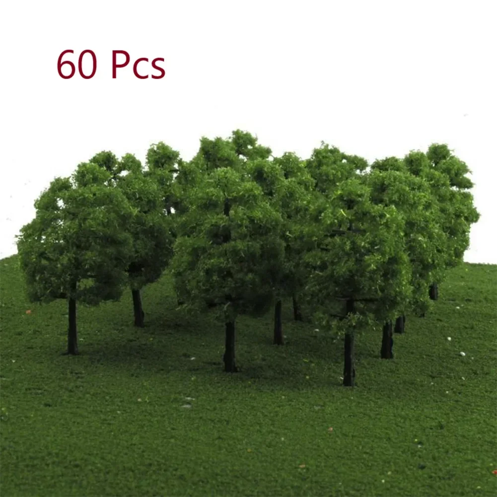 60Pcs Mini Model Trees Train Railway Architecture Tree Diorama Scenery Tree Model Green For Scale Railway Layout Miniature