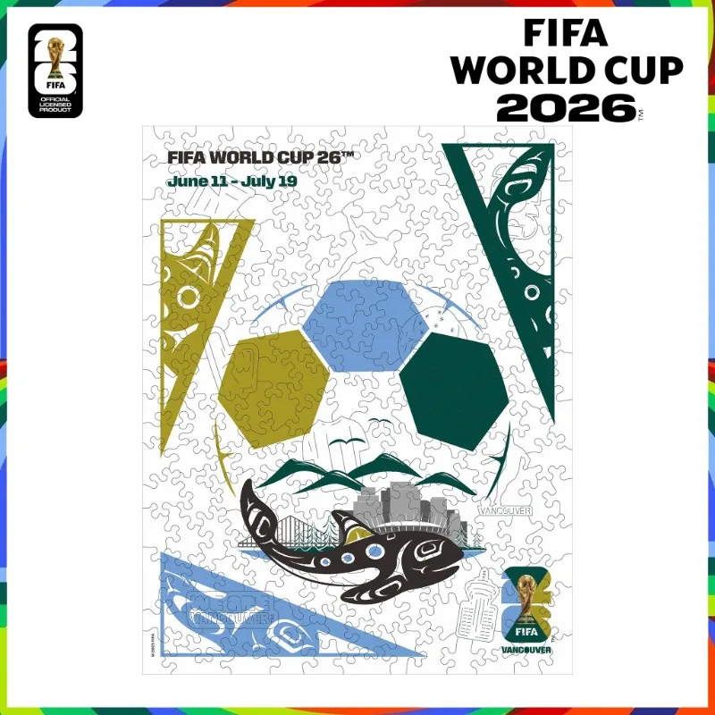バンクーバー主催都市fifaワールドカップサッカー試合テーマ木製ジグソーパズルゲームサッカーファン向け収集価値のあるお土産ギフト