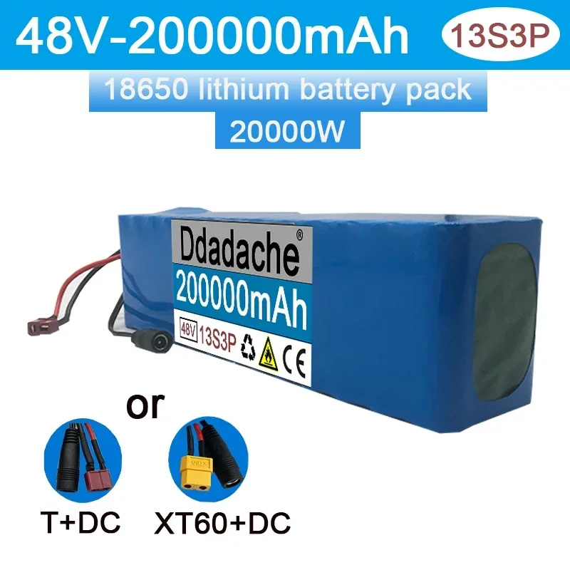 

48V 200000mAh 20000W 13S3P XT60 Lin-ion Battery Pack 200Ah for 54.6V E-bike Electric Bicycle Scooter with BMS