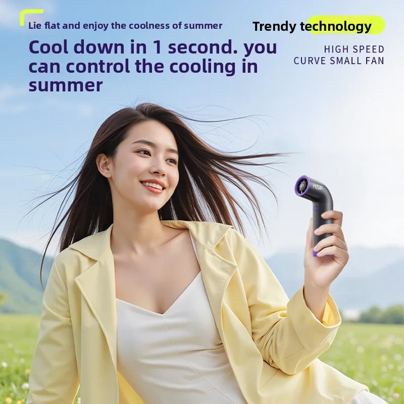 

Portable Handheld Fan Curved Turbo Stepless Speed Quiet Digital Display Mini Personal Cooling Fan for Home Office Travel Outdoor