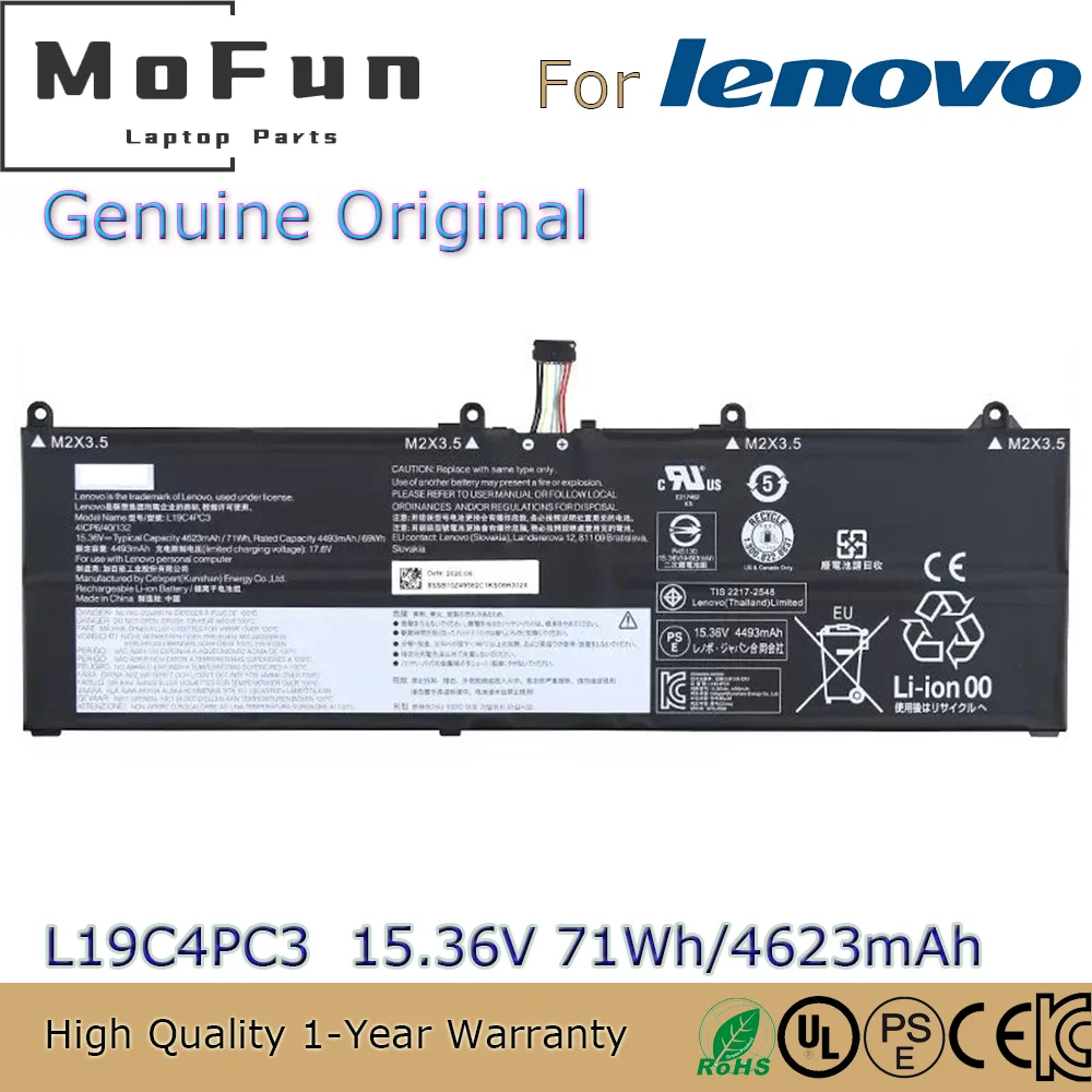 

Brand New Original L19C4PC3 15.36V 71Wh Laptop Battery for Lenovo Legion S7 15IMH6 15IMH5 L19M4PC3 5B10Z49581 41CP4/62/141