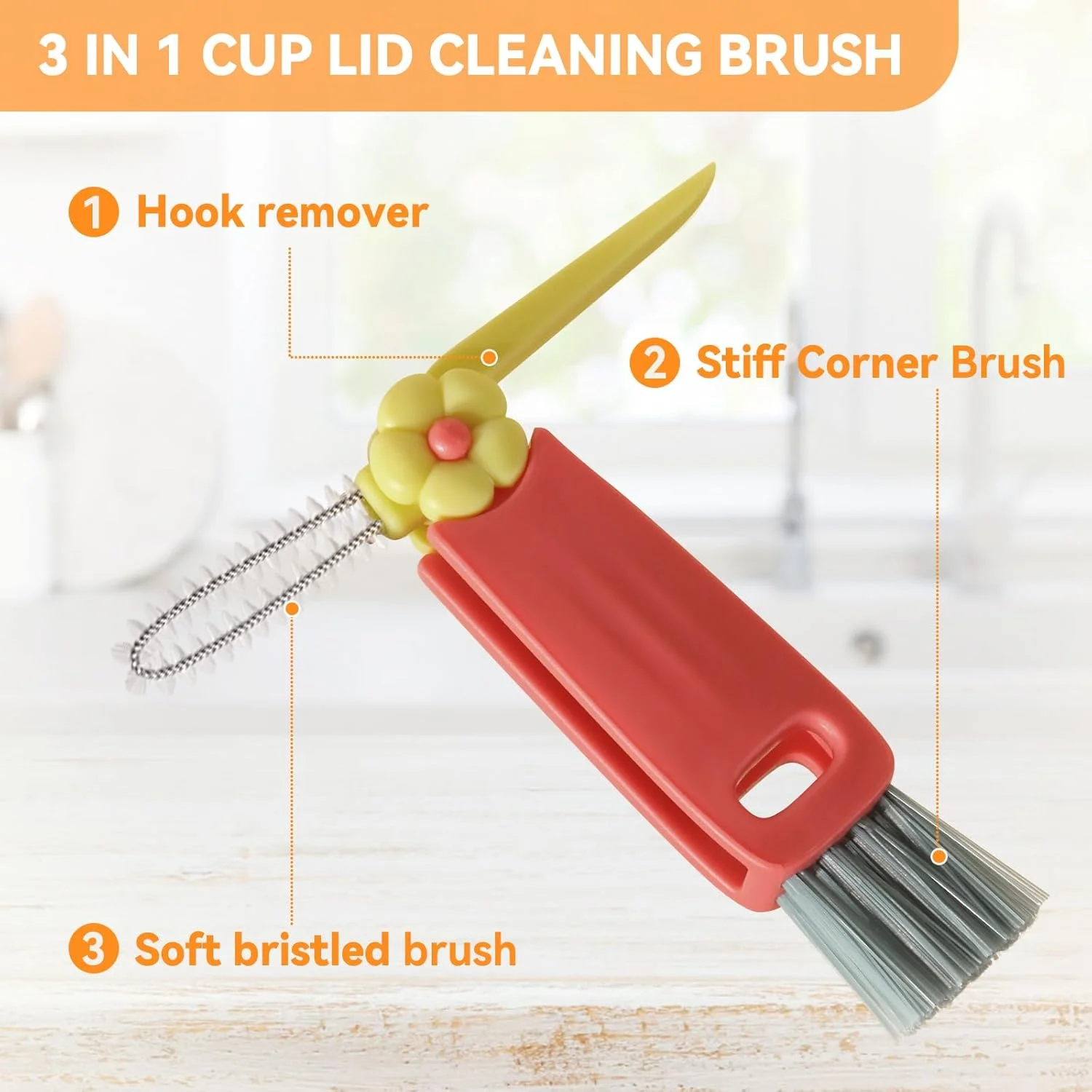 in 1 Cup Lid Gap Cleaning Brush Set, Multifunctional Bottle Cleaning Brush, Cup Lid Gap Cleaner,   Crevice Cleaning Brush Tools