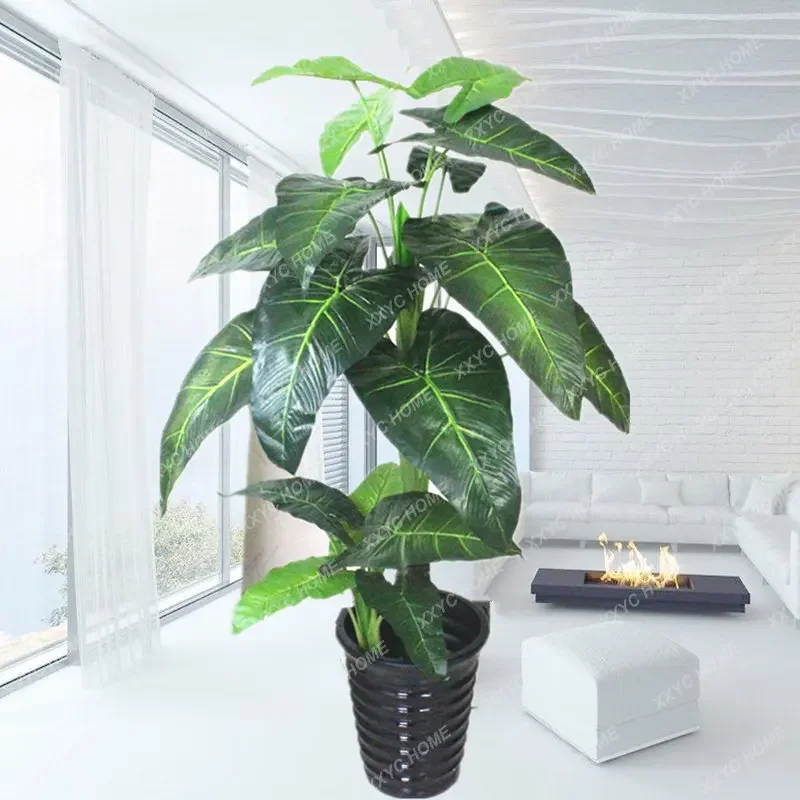 

Simulation Plant Large Alocasia Macrorrhiza Greenery and Fake Flowers Plastic Bonsai Indoor