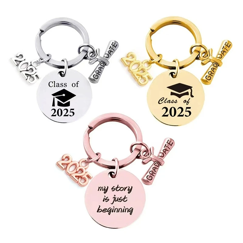 Stainless Steel Keychain European and American 2025 2024 Graduation Season Gift Engraved Metal  Key Ring