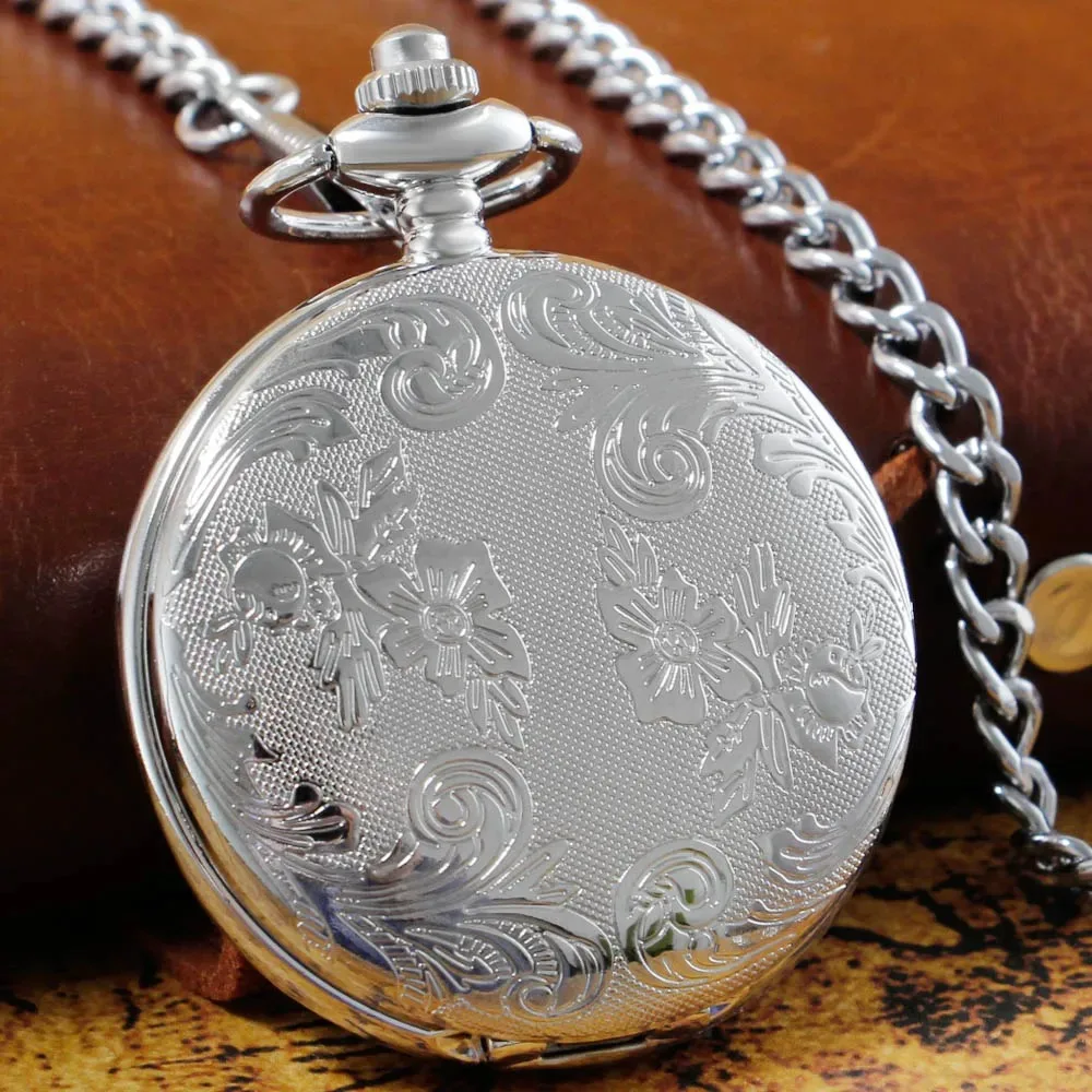 우아한 빈티지 릴리프 패턴 석영 주머니 시계 체인 스팀 펑크 목걸이 펜던트 시계 남성과 여성 선물