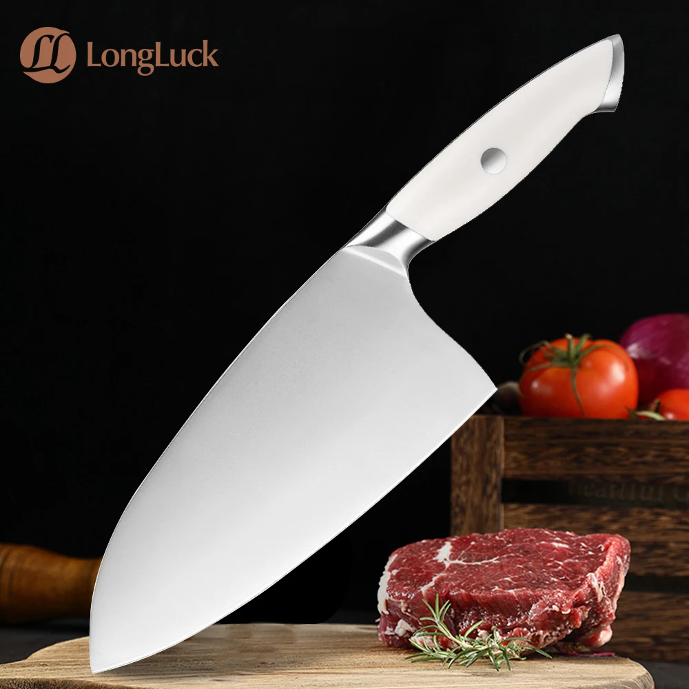 Chef Knife Martensitic Stainless Steel Mirror Polished Wide-Blade Kitchen Knife Sharp Cleaver Santoku Vegetable Cooking Knives