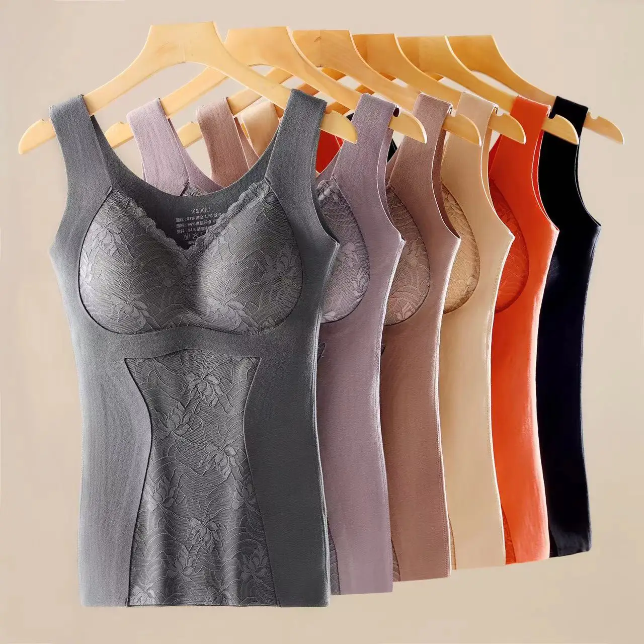 Seamless Thermal Vest with Chest Pads To Gather Side Breasts Lace Underwear Bottoming Shirt Velvet Thickened Top for Women