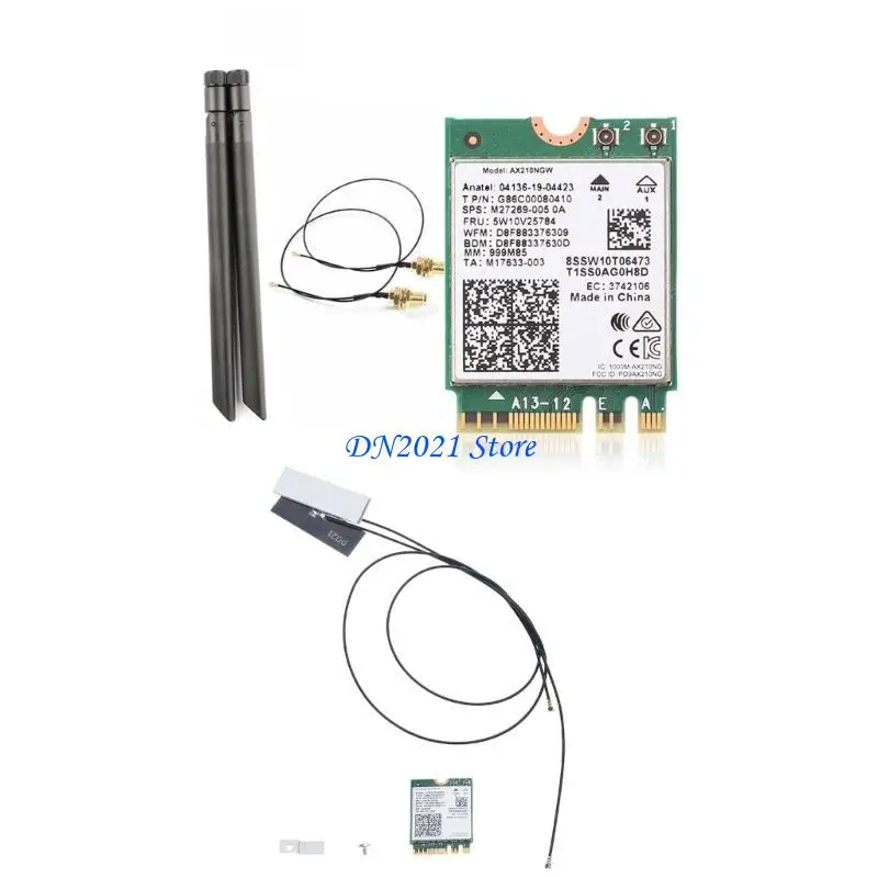 

F3KE 5374M WiFi 6E Adapter mini PCI-E BT5.2 Tri-Band AX210NGW Wireless Card