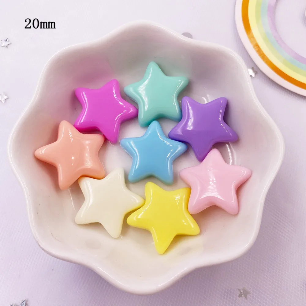 Resin Kawaii Colorful Cartoon Crystal Candy Color Star Gems Flatback Stone Figurine 20PCS Scrapbook DIY Hair Accessories Decor