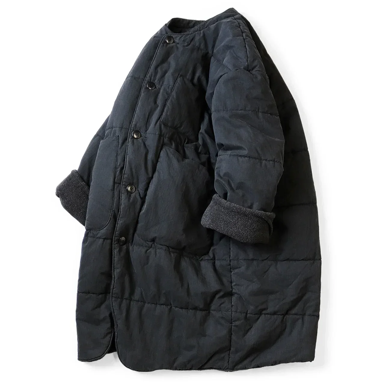 23AW KAPITAL Hirata and Hongri Japanese Parkas Casual Mid Length Five Piece Quilt Wrapped Cotton Jacket