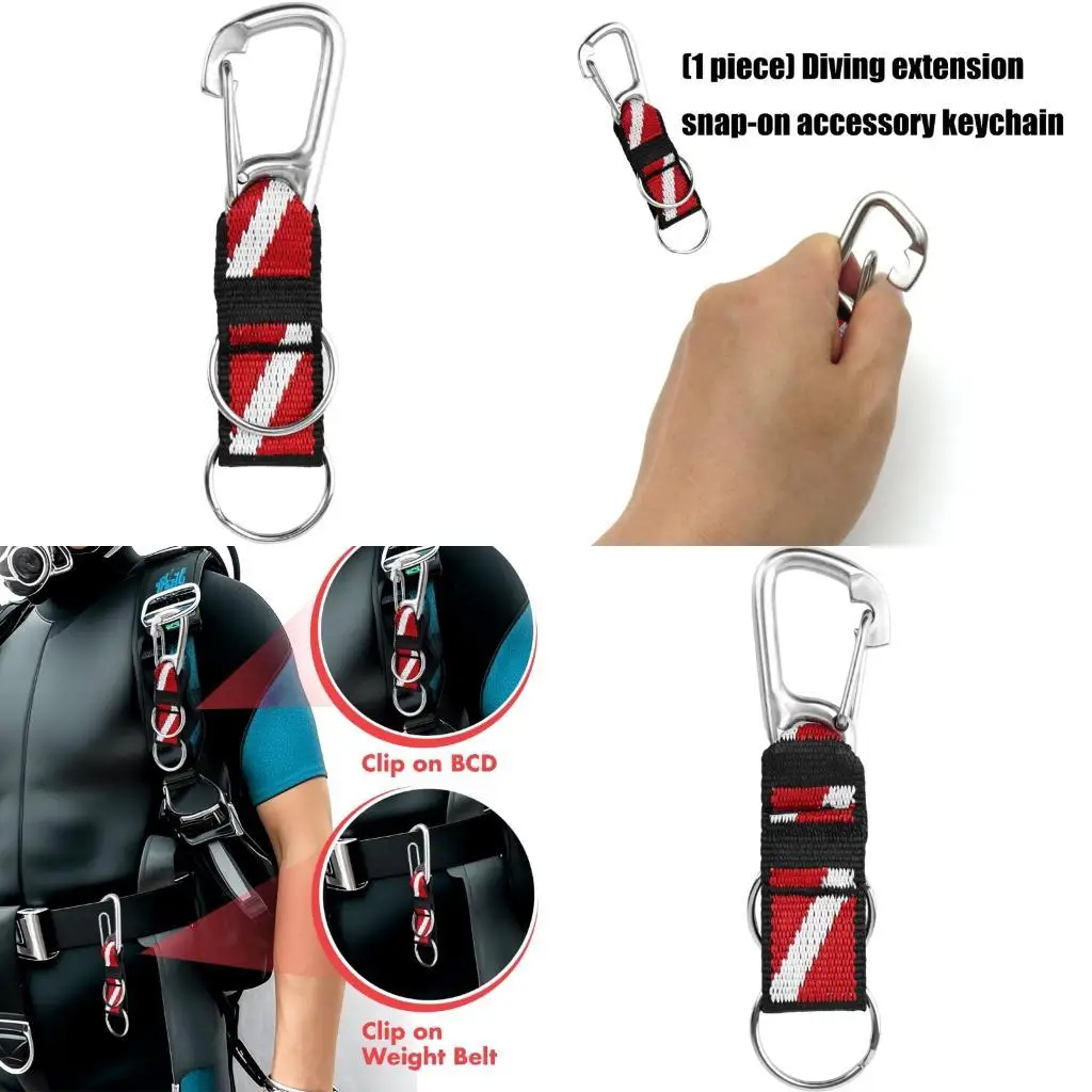 

652F Scubas Diving Lanyard Clip with D Rings AntiLost Strap Waterproof Scubas Gear Lanyard Snorkels Accessories