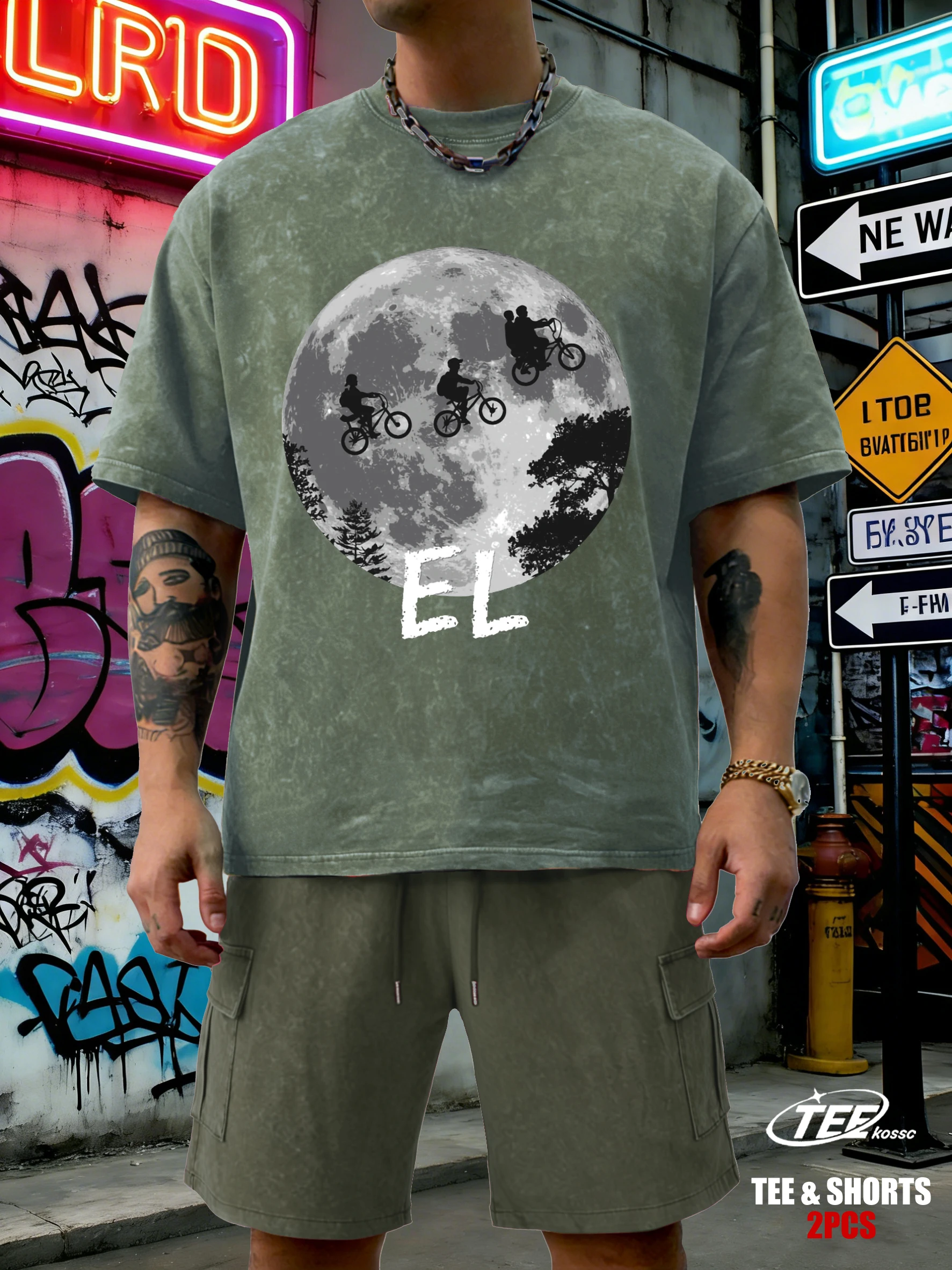 

Футболка с принтом «Мальчики на велосипедах», мужские летние хлопковые брюки, свободная одежда в стиле ретро с круглым вырезом, модный костюм унисекс с короткими рукавами