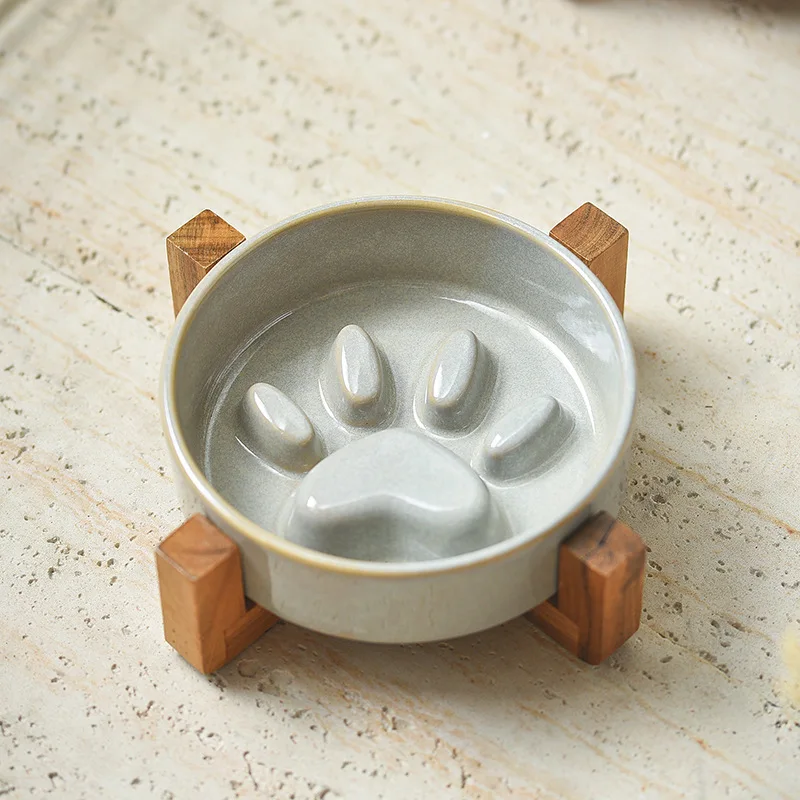 Japanese Kiln-Formed Ceramic Pet Bowl for Medium Dogs Dog Puppy Slow Food Bowl Anti-Choking Slow Food Bowl Anti-Tip Over