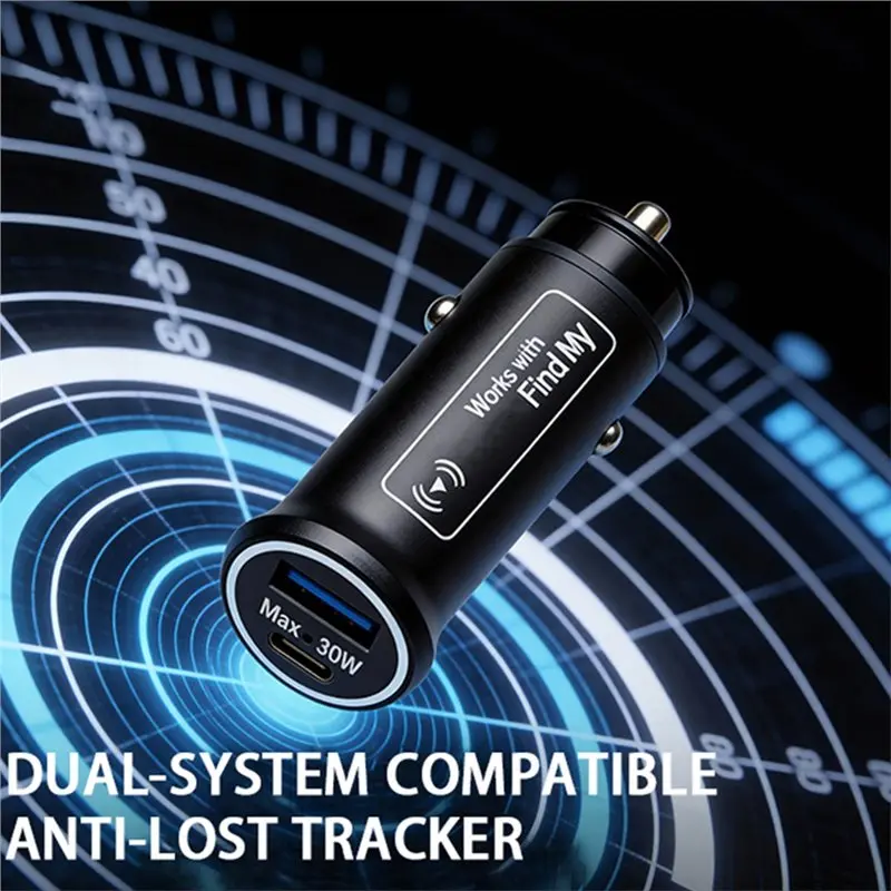ABGI 30W Fast Car USB Type C for Android iOS Smart Vehicle Locator Adapter GPS Tracker