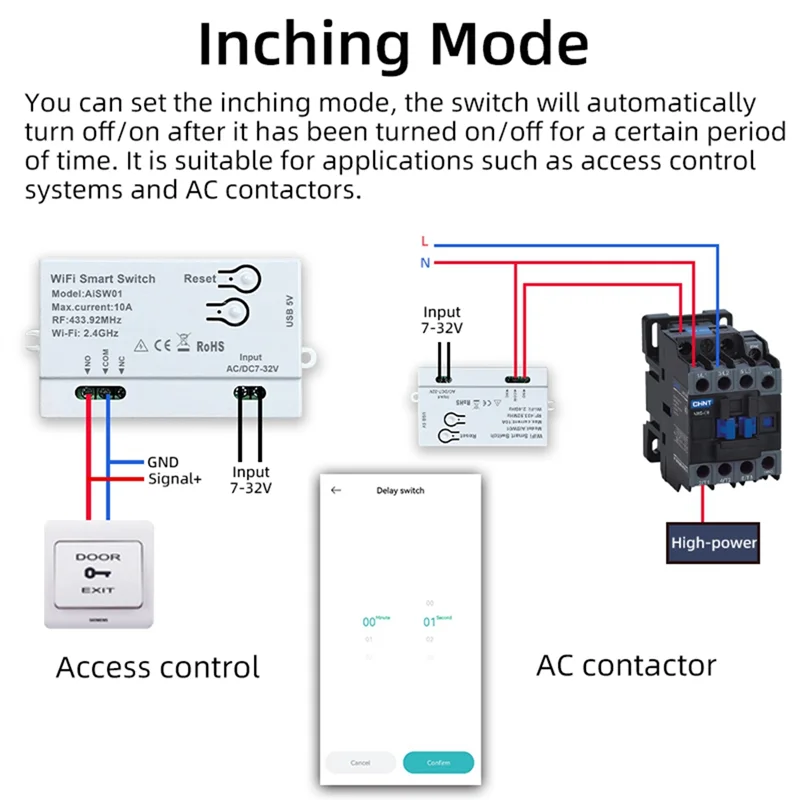 A73E-For Xiaomi Home APP Wifi Smart Switch DIY Timer 7-32V Smart Remote+Converter 433 Remote Home Automation Module Smartlife