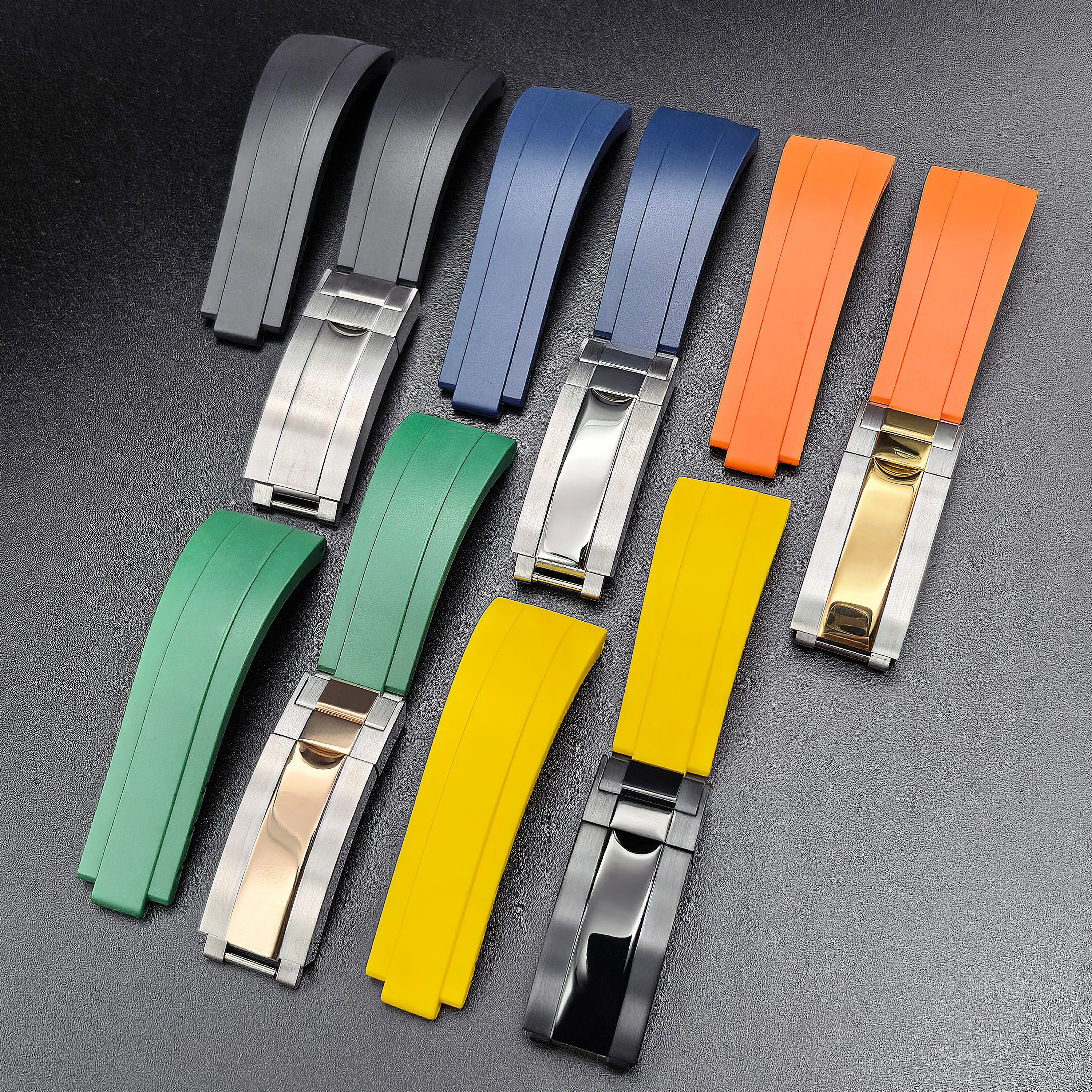 21mm/20mm Rubber Wrist Strap Watchband Fit For Rolex Submariner Daytona GMT Date Just Seiko Citizen Casio Glidelock Clasp