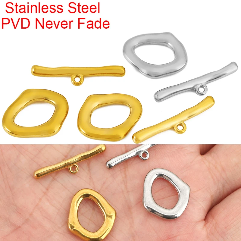 2sets PVD Never Fade Stainless Steel Toggle OT Clasps End Connectors Bracelet Necklace Hooks For Diy Jewelry Making Findings
