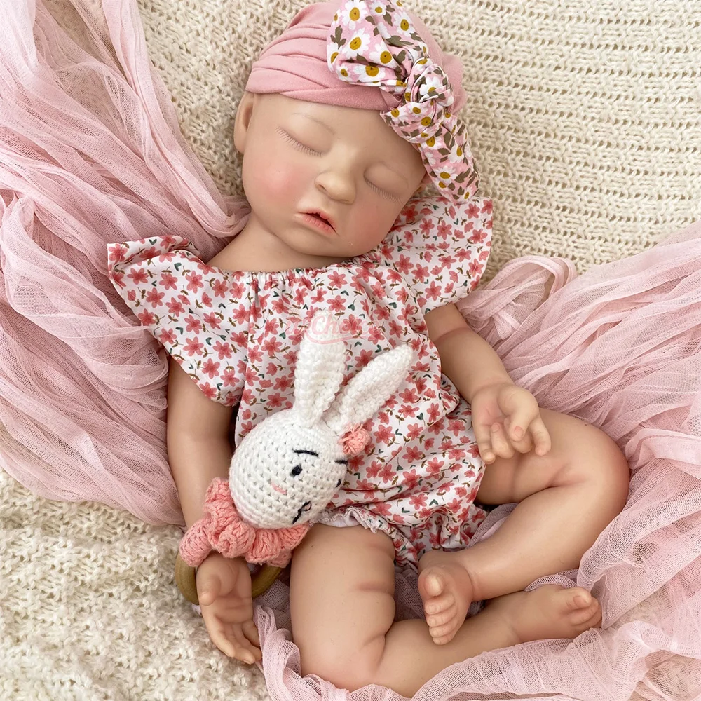 Doll Enthusiast 20 Inch Washable Silicone Reborn Doll Preemie Sleeping Chubby Grief Comfort Display Piece Art Gift Rebirth Doll