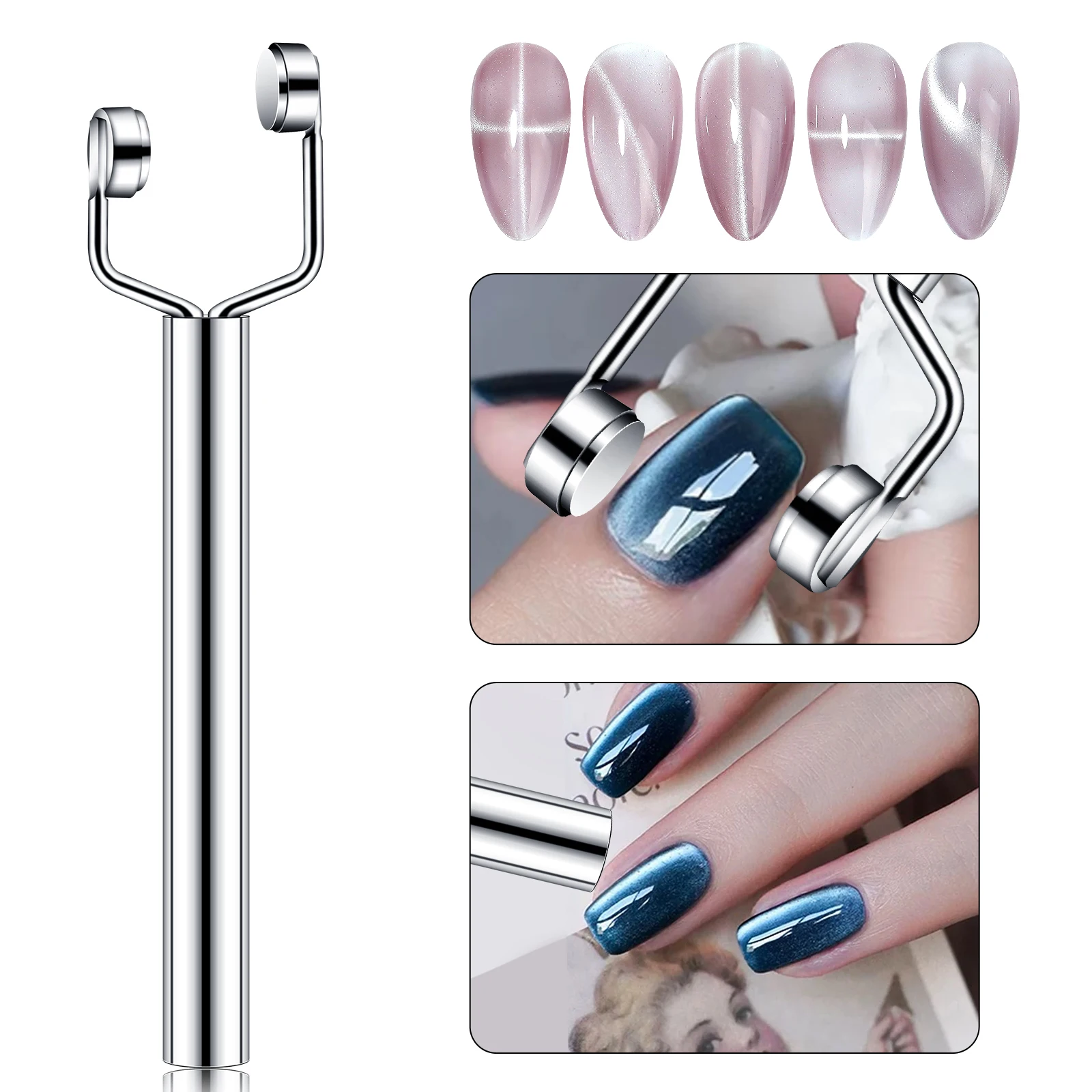 Silny magnetyczny sztyft w kształcie litery Y do paznokci Cat Eye Design UV Gel Polish Nail Art Tool Effect Manicure Magnet Stick 3 w 1 Nail Art Magne — zdjęcie 7