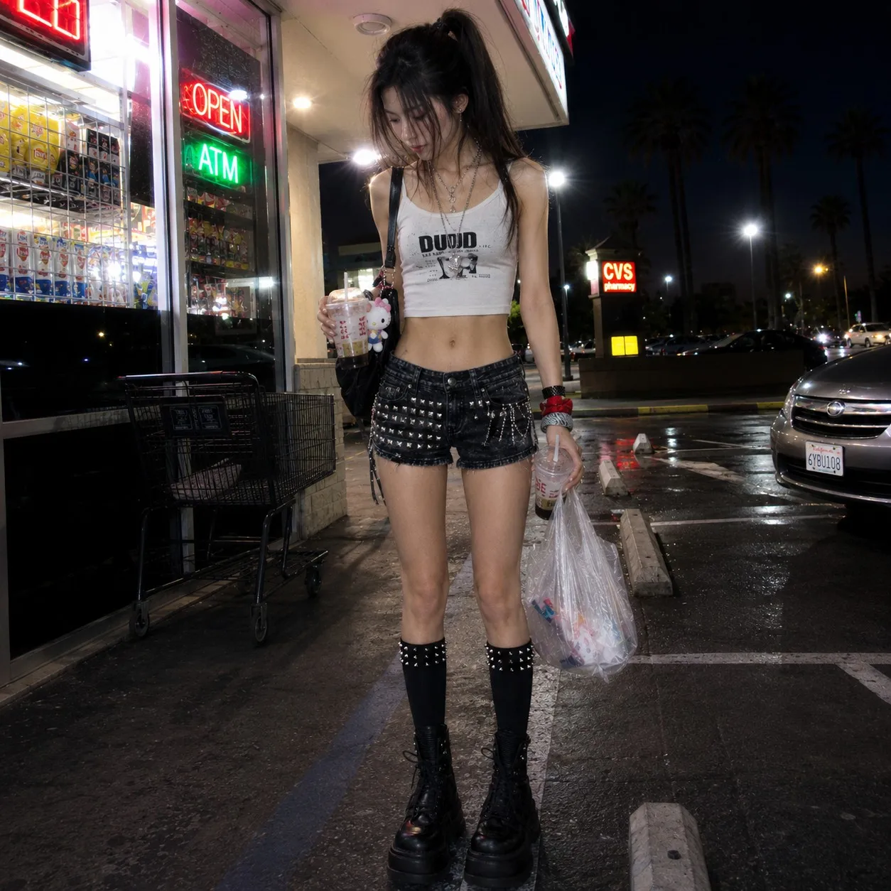 Gothic Subculture Women Black Knee High Socks Silver Spike Rivet Trim 2026 Y2K Emo Girl Streetwear Party Cosplay Calf Long Socks
