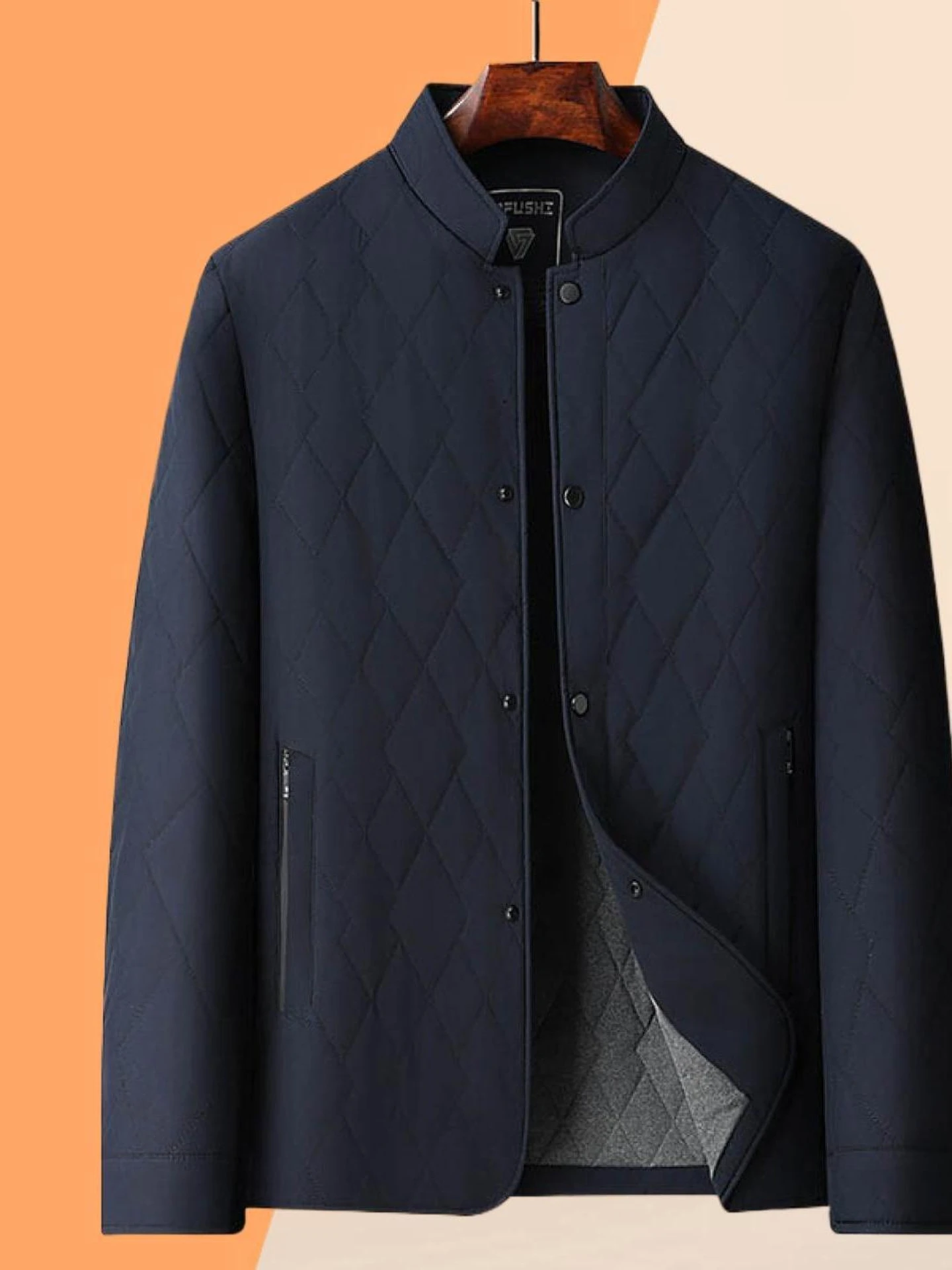 

Comfortable Men's Silk Filled Quilted Cotton Jaet Lightweight irt Sle Faion Urban Autumn Winter Busin Diamond Pattern