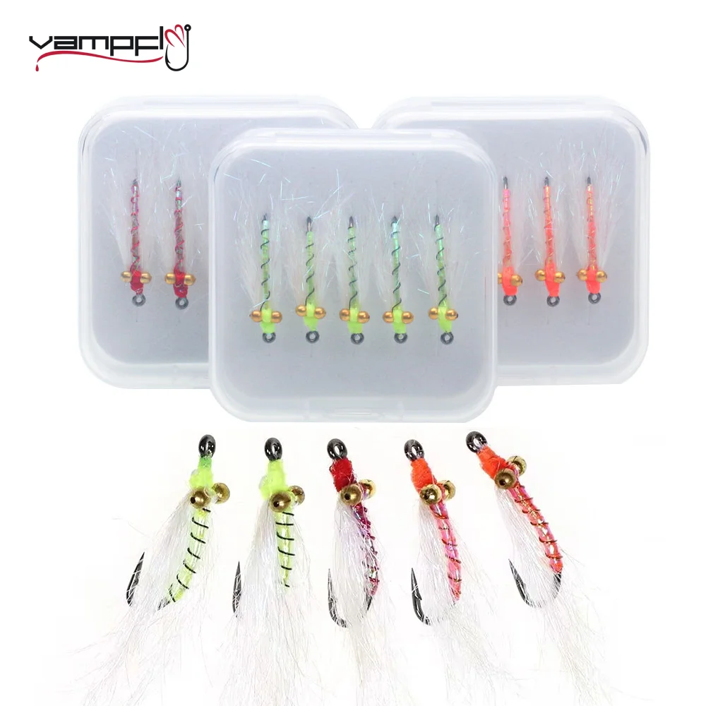 

Vampfly 5pcs/box Chainbead Eye Crazy Charlie Fly Fast Sinking Fishing Flies Bonefish Bass Trout Saltwater Fishing Lure Bait