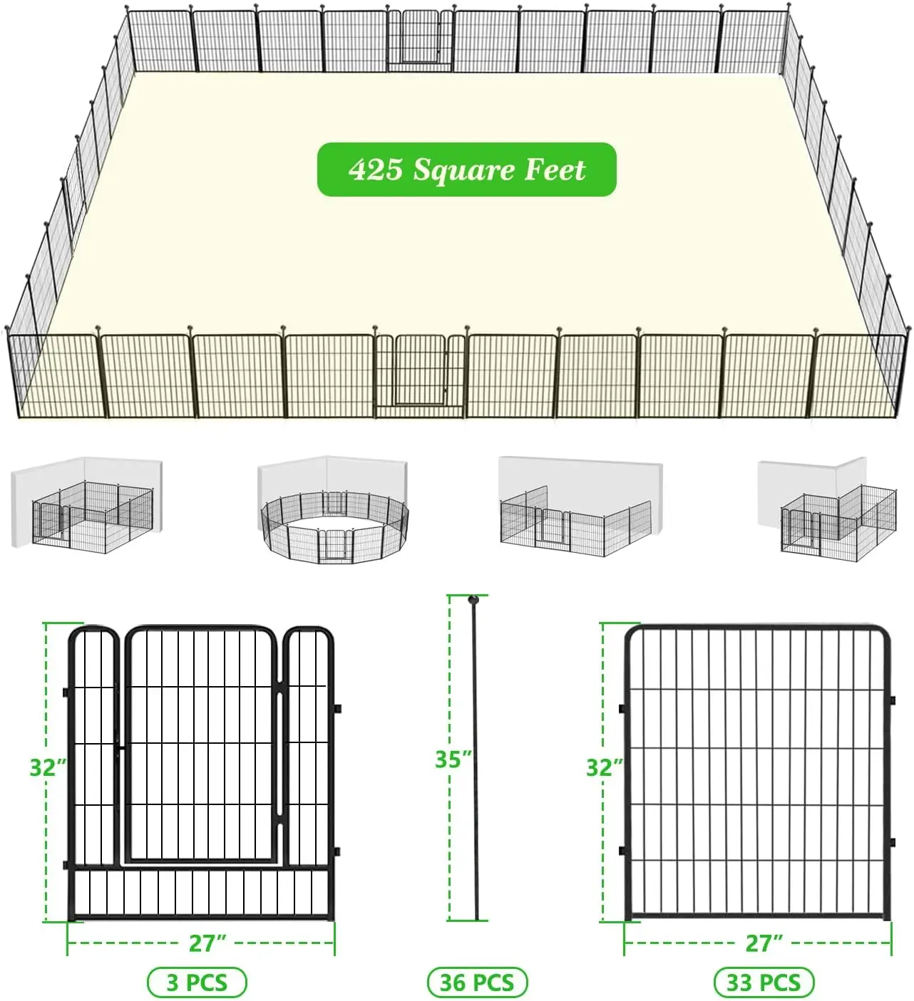 Metal Fence  Panels Heavy Duty Iron Wire Animal Barrier Temporary No Dig Fence Landscape Edging Privacy Fencing for Yard