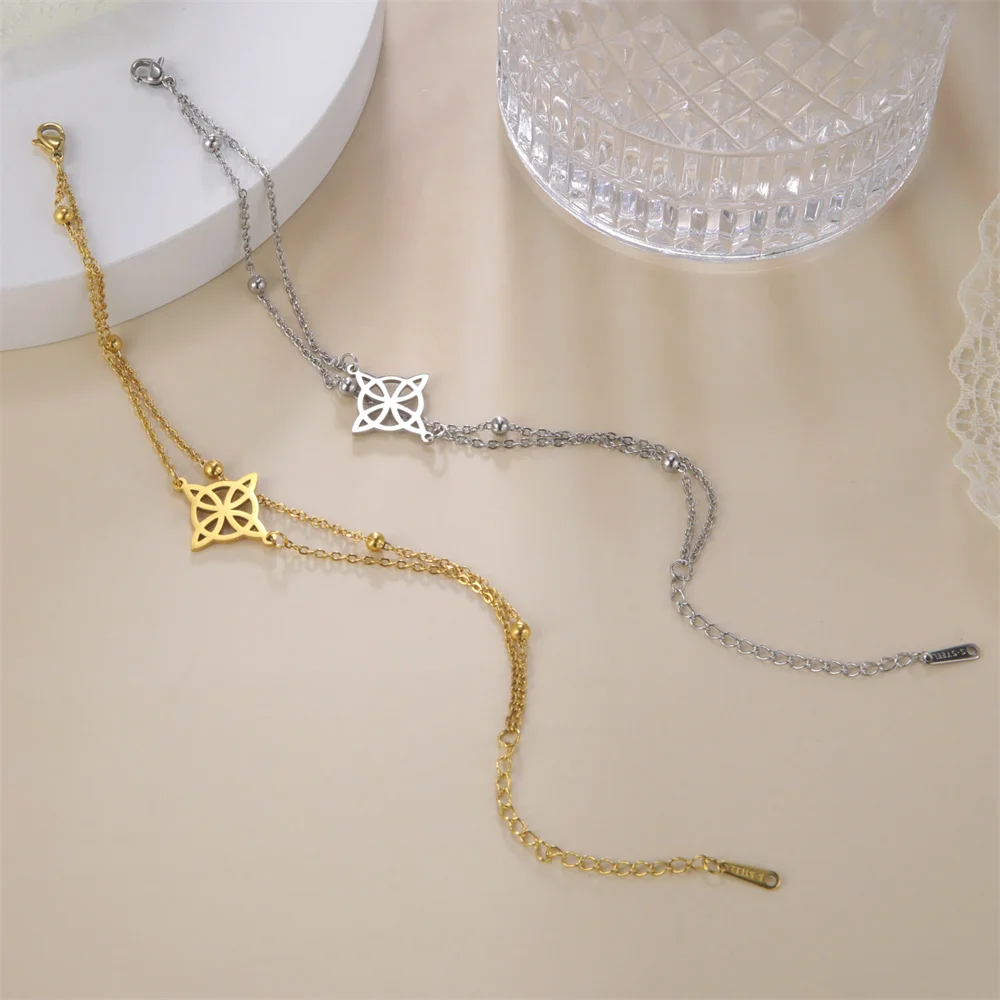 Frauen Bohemian Layered Keltische Knoten Fußkettchen Sommer Strand Perle Kette Auf Fuß Hexe Knoten Knöchel Armbänder Für Frauen Bein Kette Schmuck – Detail 11