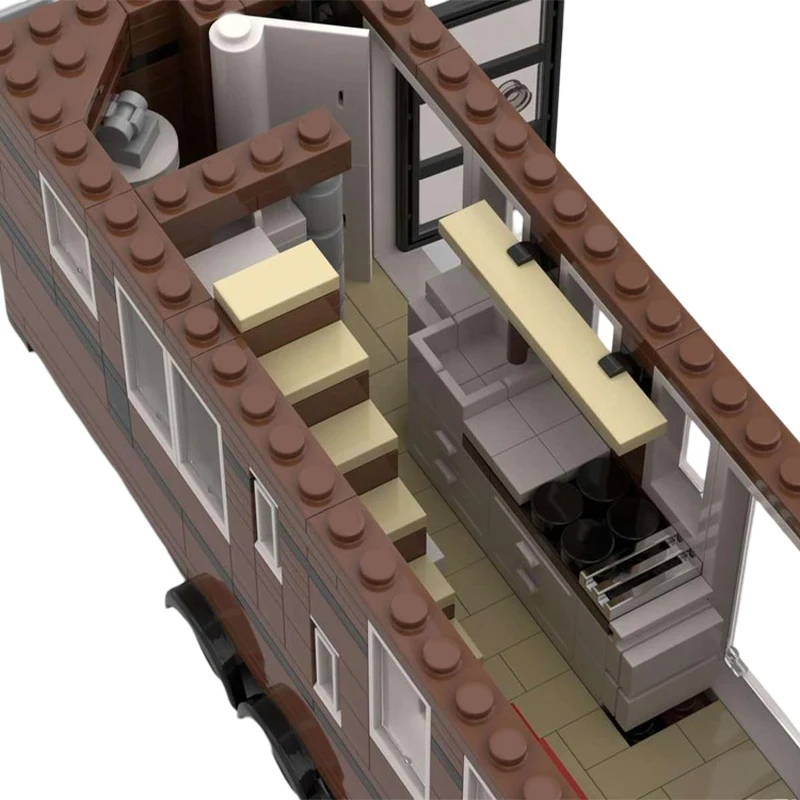 MOC-31259 Tiny House auf Rädern Baustein Montagemodell kreatives Haus Auto Montage Puzzle kreative Weihnachtsgeschenke 712PCS