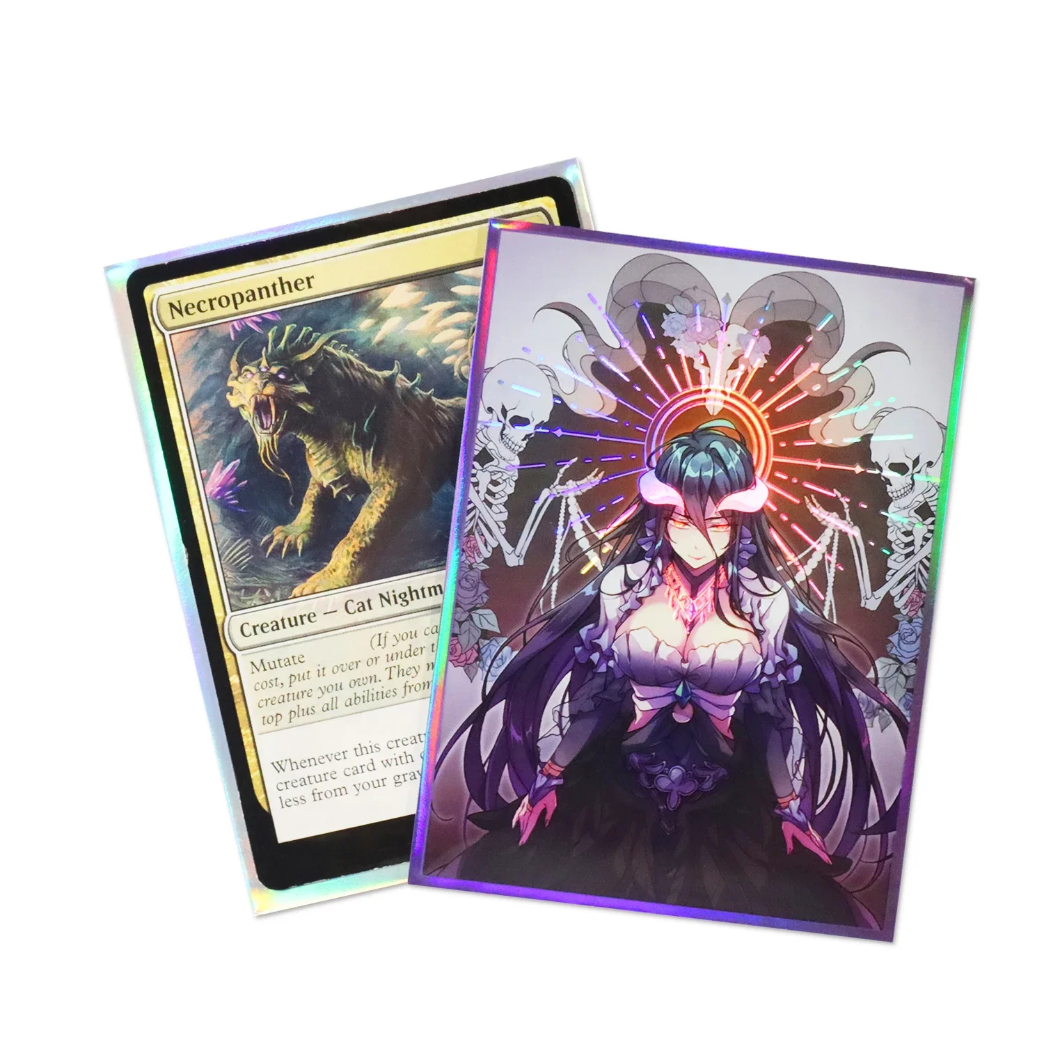 60pcs 67x 92mm Overlord Albedo Holographic Cover for MTG/PTCG/PKM Trading Cards Art Anime Printing Outer Card Sleeves Protectors