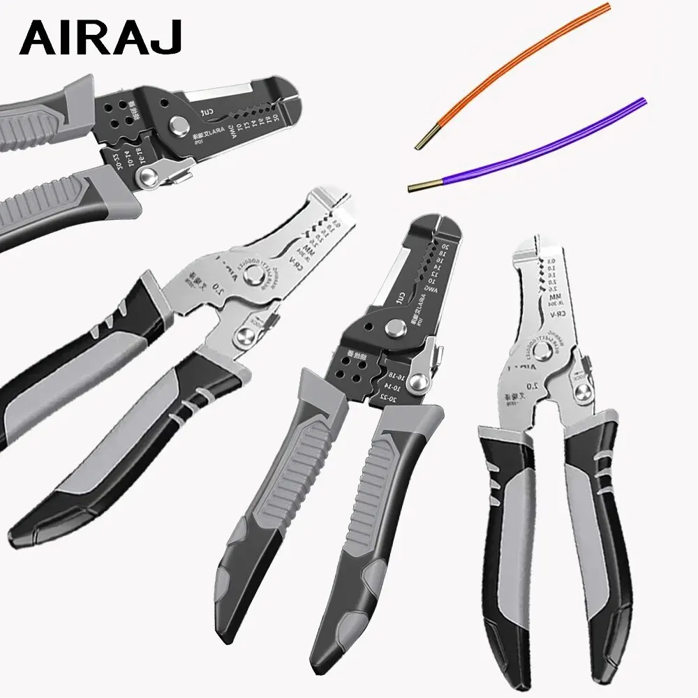 AIRAJ Wire Stripper Tools Multitool Plier Crimper Cable Cutter Multifunctional Stripping Tool Crimping Pliers Terminal