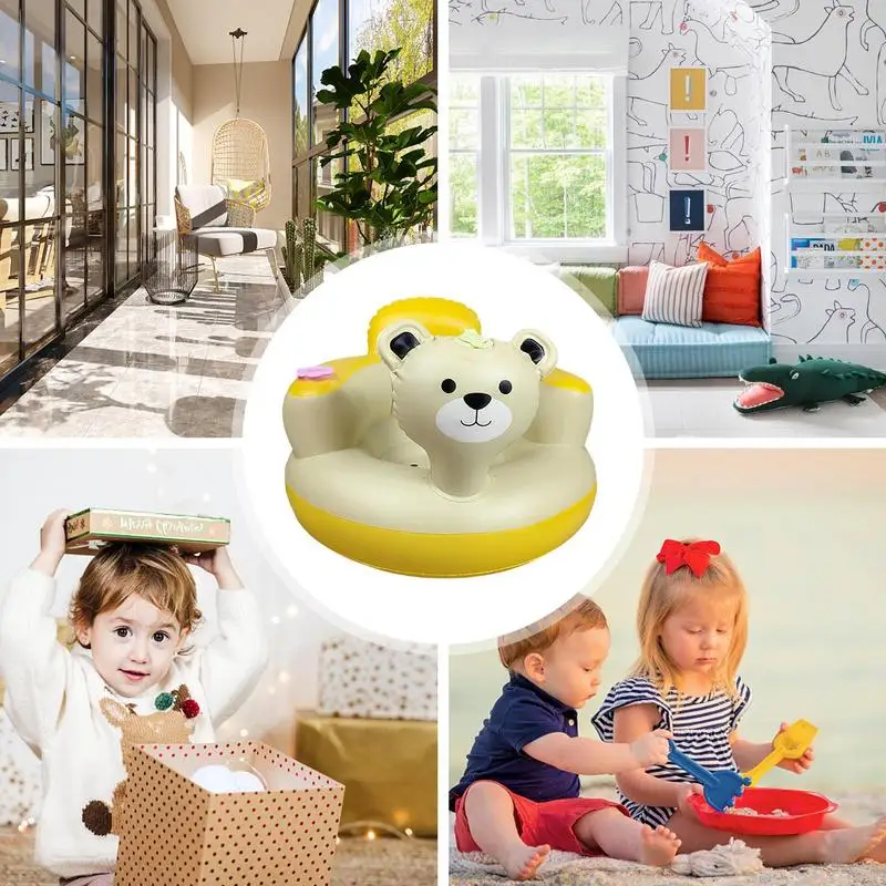 Inflatable Chair For Children Cute Bear Baby Back Support Sofa Baby Floor Seats For Babies 6-24 Months Children Sitting Up Chair