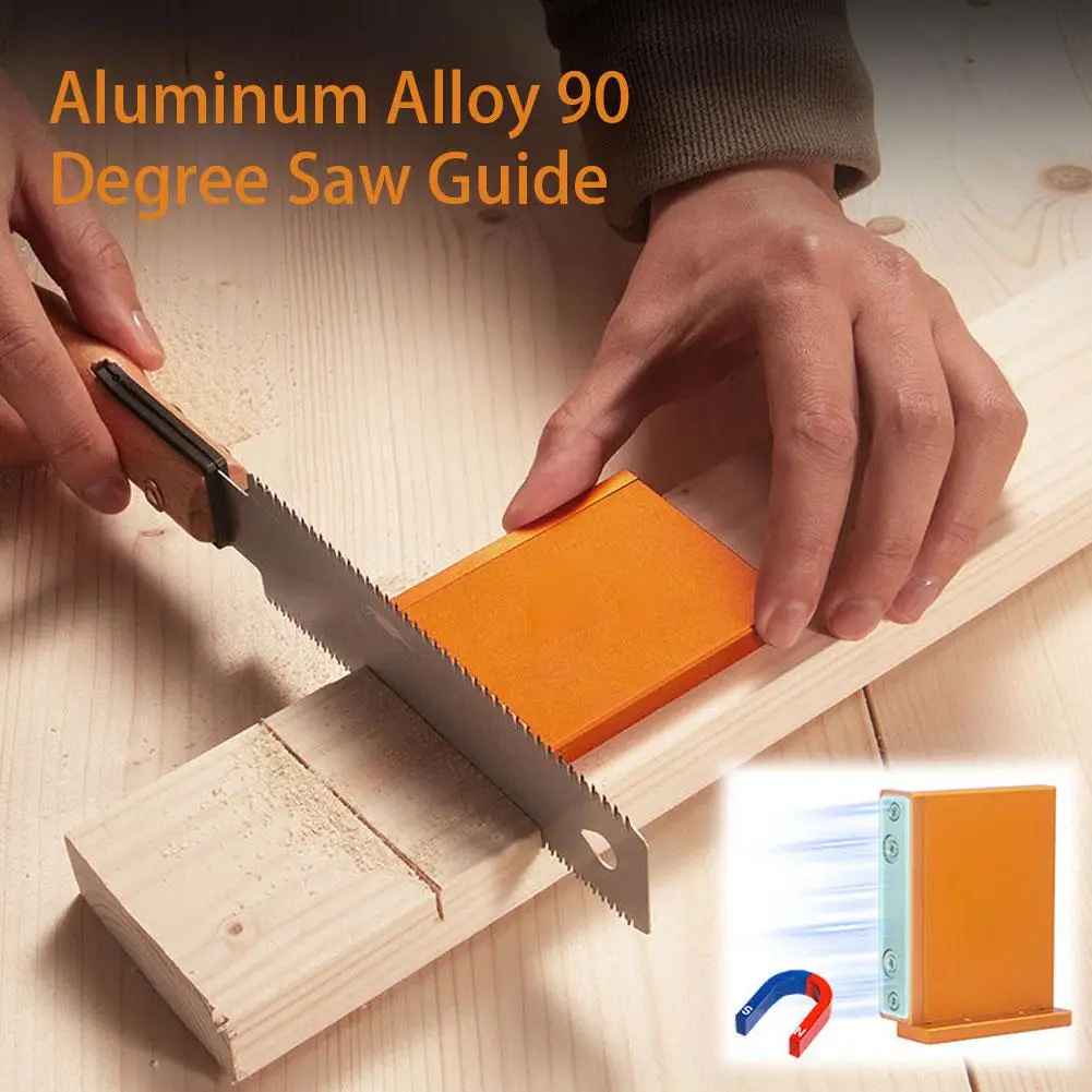 Aluminum Magnetic Right Angle Cutting Guide For Woodworking Miter Saw Fence DIY Positioning Tool Hand Saw Accessory